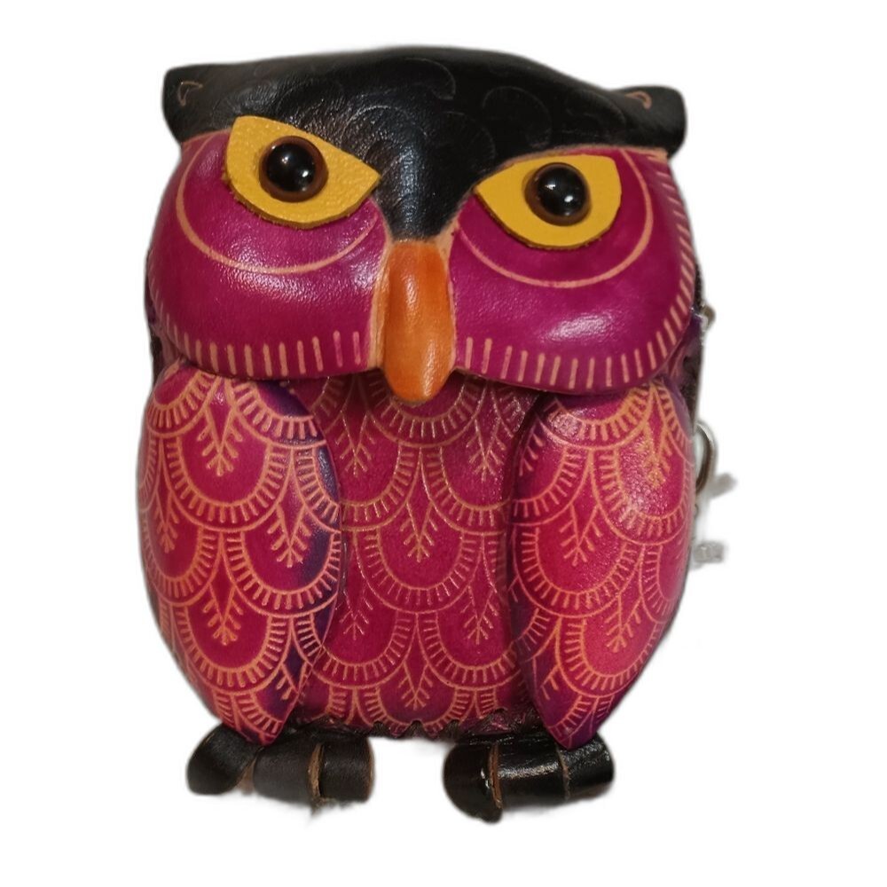 Leather Owl Wrist Coin Purse
